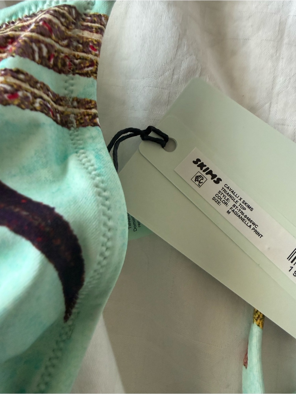 SKIMS Roberto Cavalli Mint Green Printed Swim Top - Picture 2 of 6